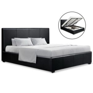 Artiss Nino Bed Frame PU Leather – Black Queen