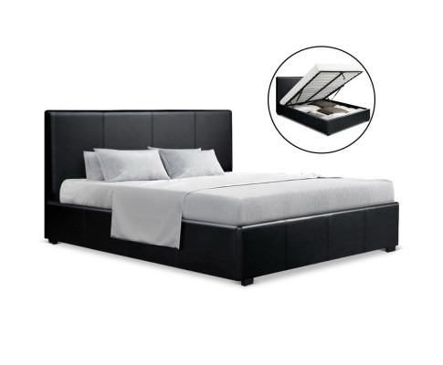 Artiss Nino Bed Frame PU Leather – Black Queen