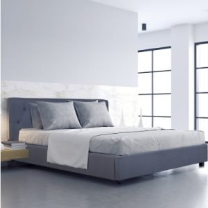 Milano Capri Luxury Gas Lift Bed Frame Base And Headboard With Storage - King - Charcoal
