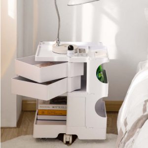 ArtissIn Bedside Table Side Tables Nightstand Organizer Replica Boby Trolley 3Tier White