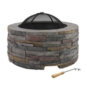 Grillz Fire Pit Outdoor Table Charcoal Fireplace Garden Firepit Heater