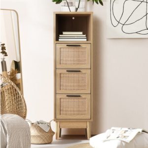 Artiss 3 Chest of Drawers Rattan Furniture Cabinet Storage Side End Table Shelf