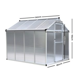 Greenfingers Greenhouse Aluminium Green House Garden Shed Greenhouses 2.42x1.9M