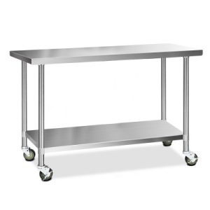 Cefito 430 Stainless Steel Kitchen Benches Work Bench Food Prep Table with Wheels 1524MM x 610MM