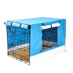 Paw Mate Wire Dog Cage Crate 42in with Tray + Cushion Mat + Blue Cover Combo