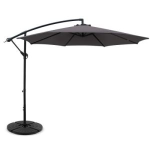Instahut 3M Umbrella with 48x48cm Base Outdoor Umbrellas Cantilever Sun Beach Garden Patio Charcoal