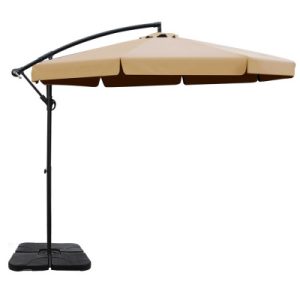 Instahut 3M Umbrella with 50x50cm Base Outdoor Umbrellas Cantilever Patio Sun Beach UV Beige